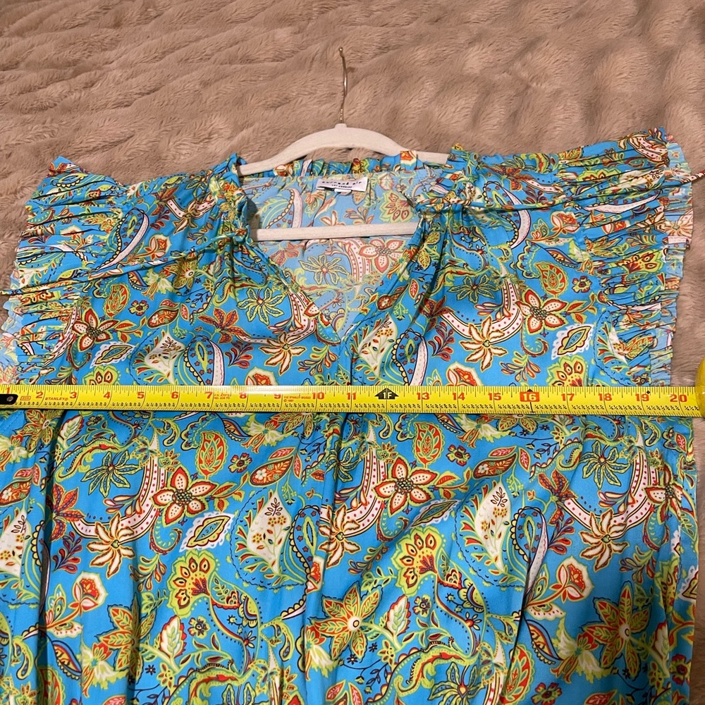 Current Air Los Angeles Blue Paisley Smocked Mini Dress. Size M - Picture 7 of 9